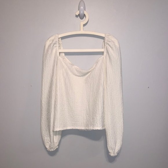 Express Tops - Textures square puff sleeve top